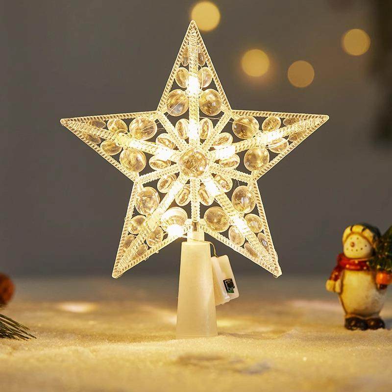 圣诞节装饰品发光树顶星圣诞树装饰配件五角星灯透明发光氛围灯,淘宝优惠券,粉丝福利购,淘宝优惠卷