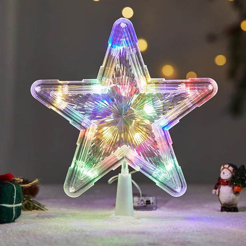 圣诞节装饰品发光树顶星圣诞树装饰配件五角星灯透明发光氛围灯,淘宝优惠券,粉丝福利购,淘宝优惠卷