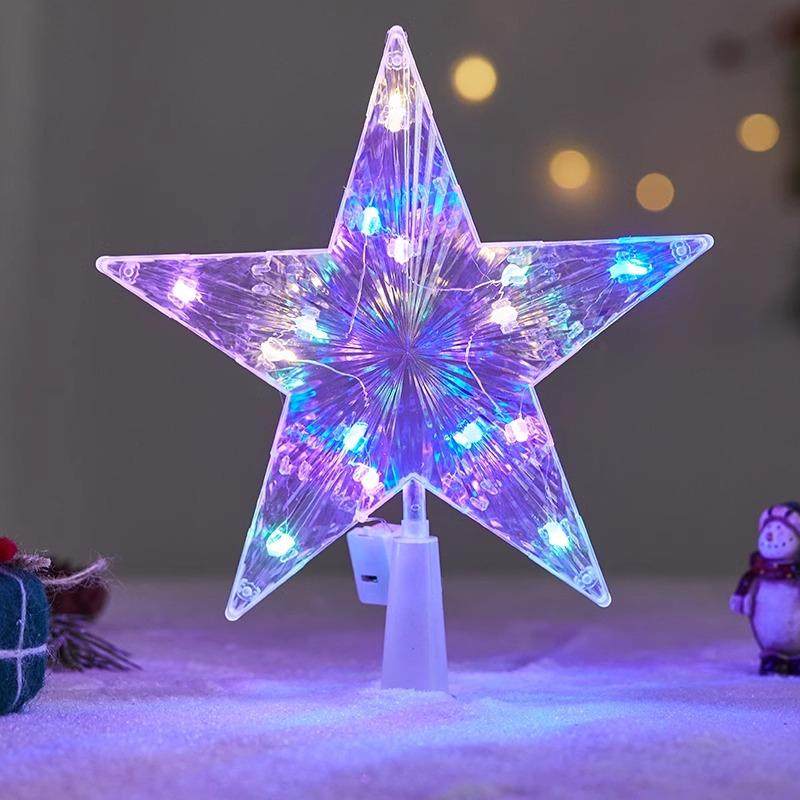 圣诞节装饰品发光树顶星圣诞树装饰配件五角星灯透明发光氛围灯,淘宝优惠券,粉丝福利购,淘宝优惠卷