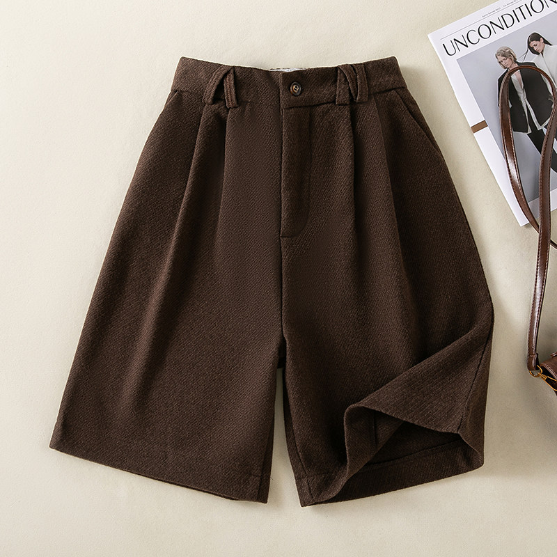 大码女装韩版毛呢休闲五分裤秋冬季胖妹妹胯大显瘦A字阔腿短裤潮,淘宝优惠券,粉丝福利购,淘宝优惠卷