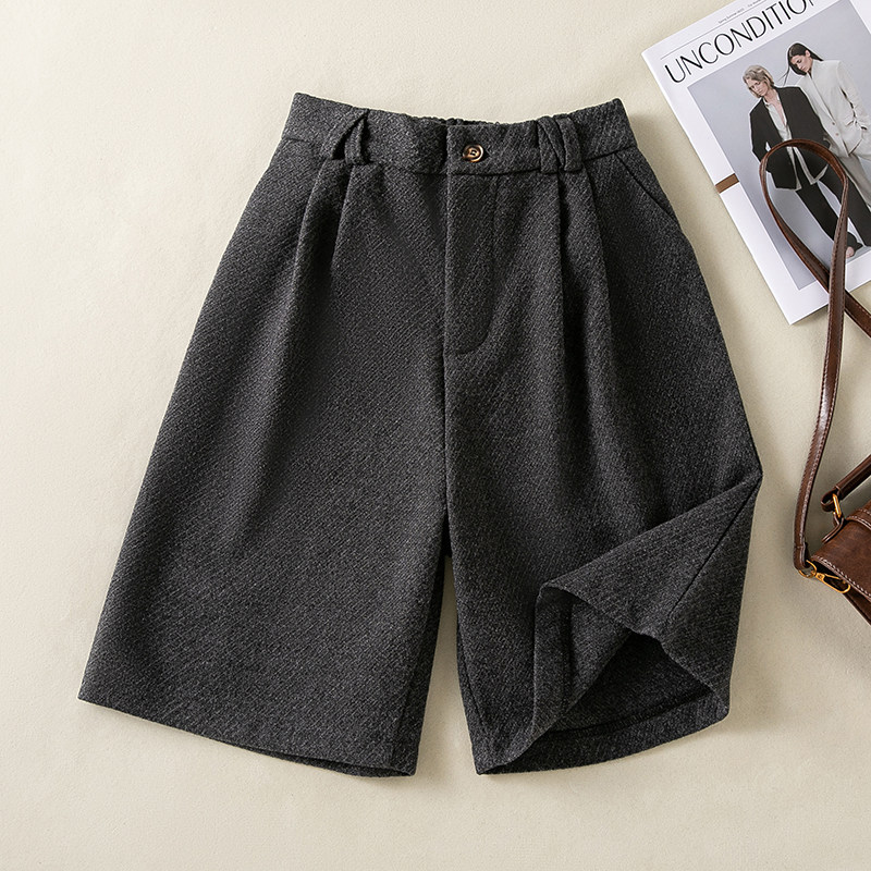 大码女装韩版毛呢休闲五分裤秋冬季胖妹妹胯大显瘦A字阔腿短裤潮,淘宝优惠券,粉丝福利购,淘宝优惠卷
