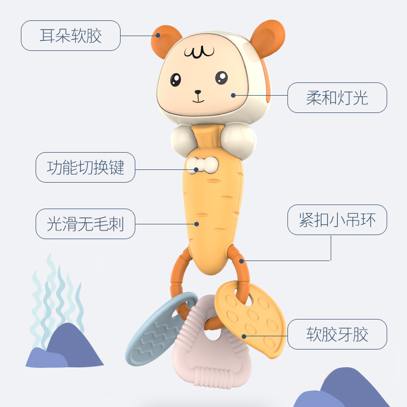 0-1岁可咬牙胶3-6-9个宝宝摇铃 大奴仔母婴摇铃