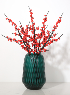相思豆冬青果客厅摆件假花