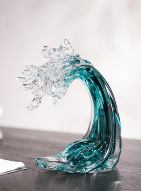锦瑟家居琉璃风生水起海浪招财摆件轻奢客厅玄关酒店大堂书房装饰