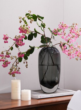 琉璃花瓶烟灰色玄关餐桌花器摆件