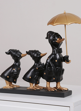 现代简约鸭子树脂摆装饰品