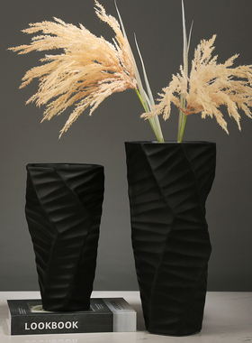 现代简约几何异形树脂花瓶创意摆件客厅样板房玄关桌面花器装饰品