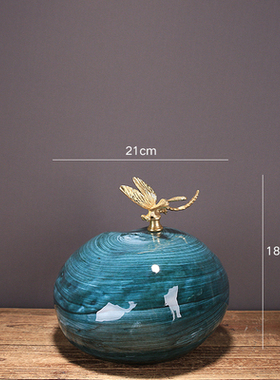 新中式风陶瓷几何样板间书柜摆件