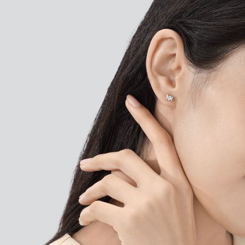 PROMESSA周生生钻之颂18K白色黄金钻石耳钉钻石耳环耳饰18095E - 图1