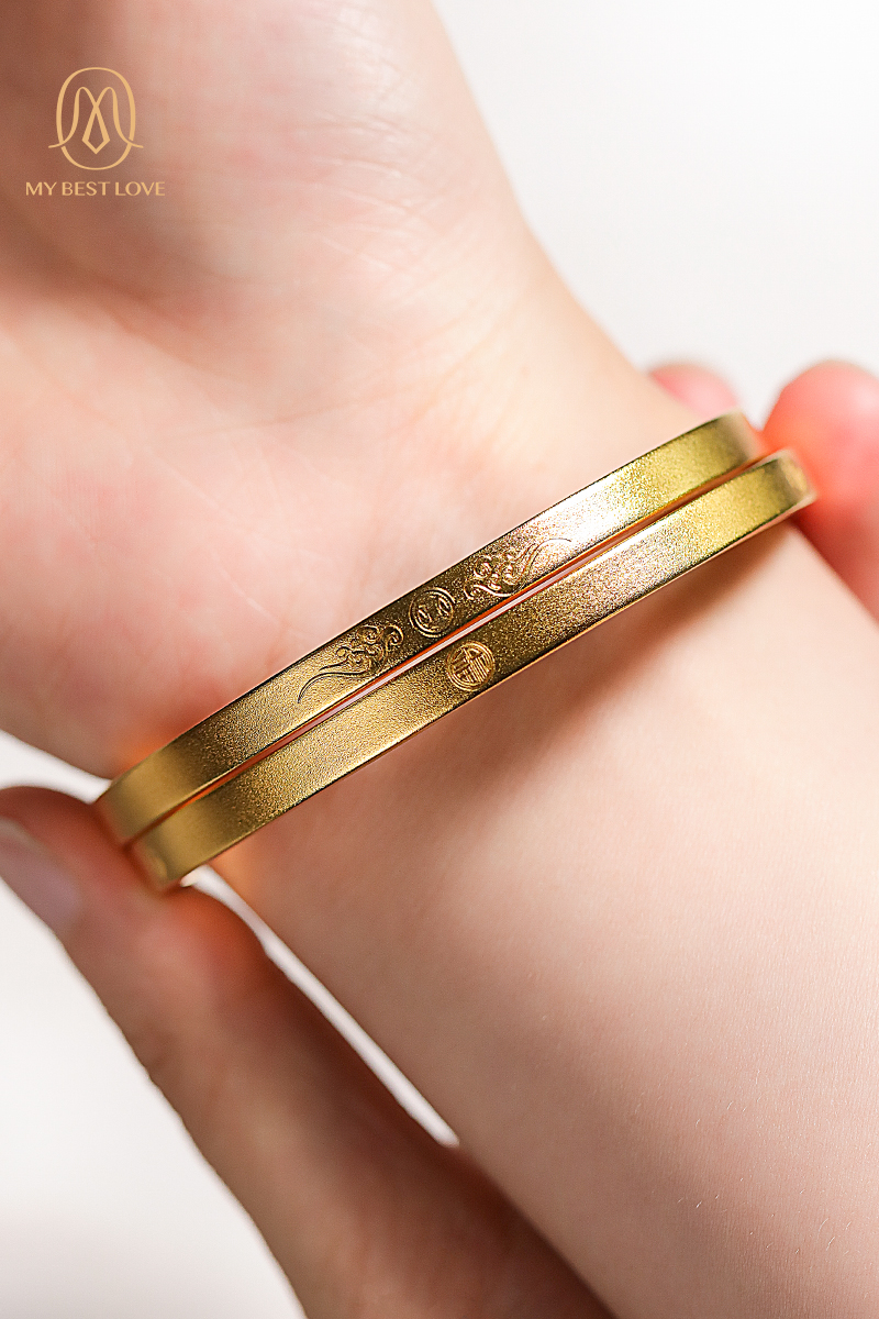 古法金包银女足金素圈实心黄金手镯 mybestlove手镯