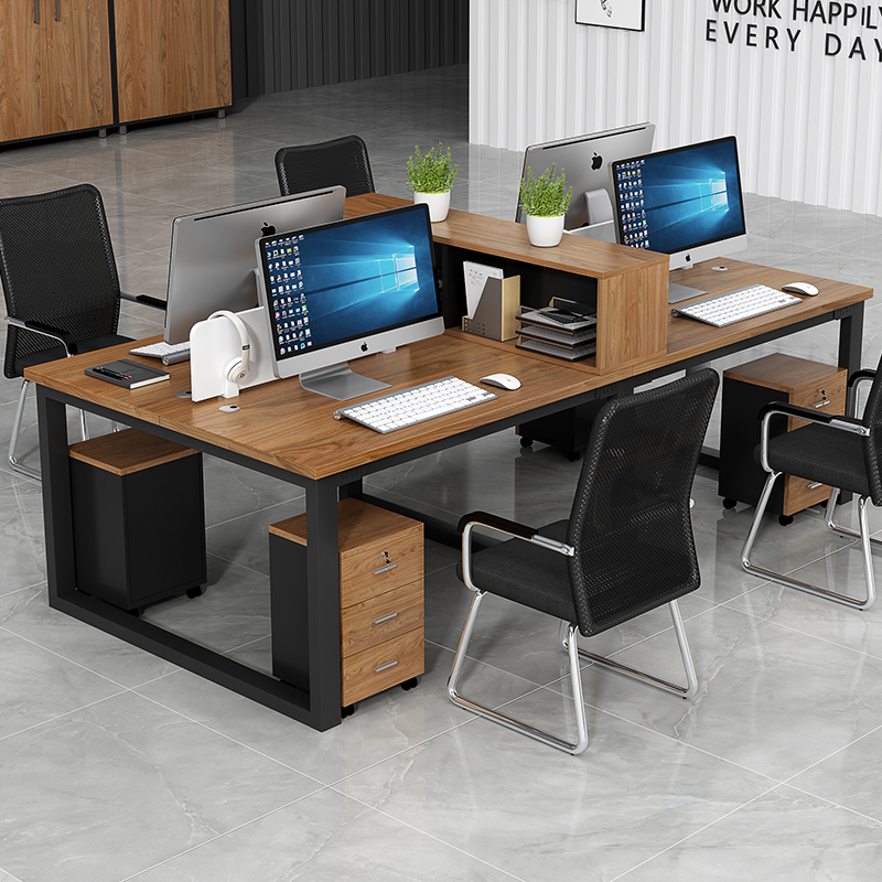 职员办公桌员工办公室4四6六人工位屏风卡座现代简约电脑桌椅组合 - 图2