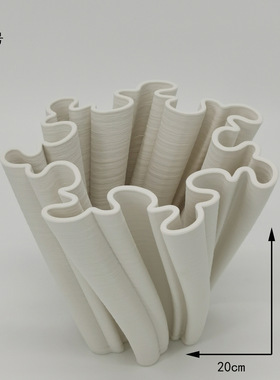 景德镇陶瓷3D打印简约家装样板房软装花插高级感精致摆件艺术品