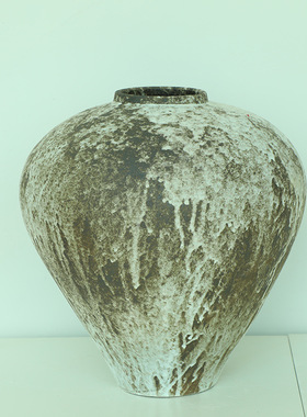 侘寂风摆件陶瓷花瓶复古粗陶罐台面花盆室内民宿家居花器装饰摆设