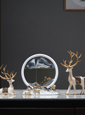 流沙画创意沙漏新中式轻奢摆件电视柜客厅酒柜装饰品情人节礼物