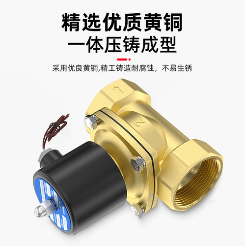 2W常闭电磁阀水阀24V铜开关控制阀AC220V不锈钢气阀2/3/4分DC12V - 图0