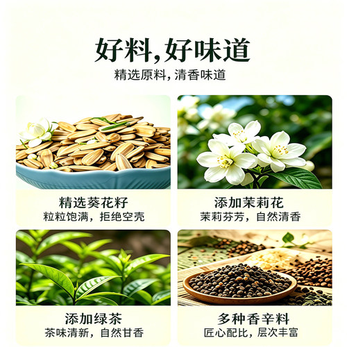 桂满陇茉莉花茶味香瓜子368g*2袋大容量袋装清香饱满瓜子 - 图1