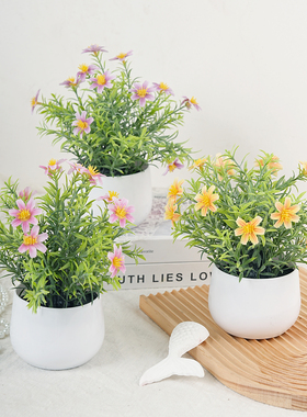 仿真小雏菊花盆栽桌面装饰