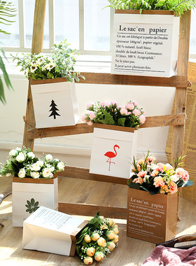 手工制作diy牛皮服装店橱窗假花