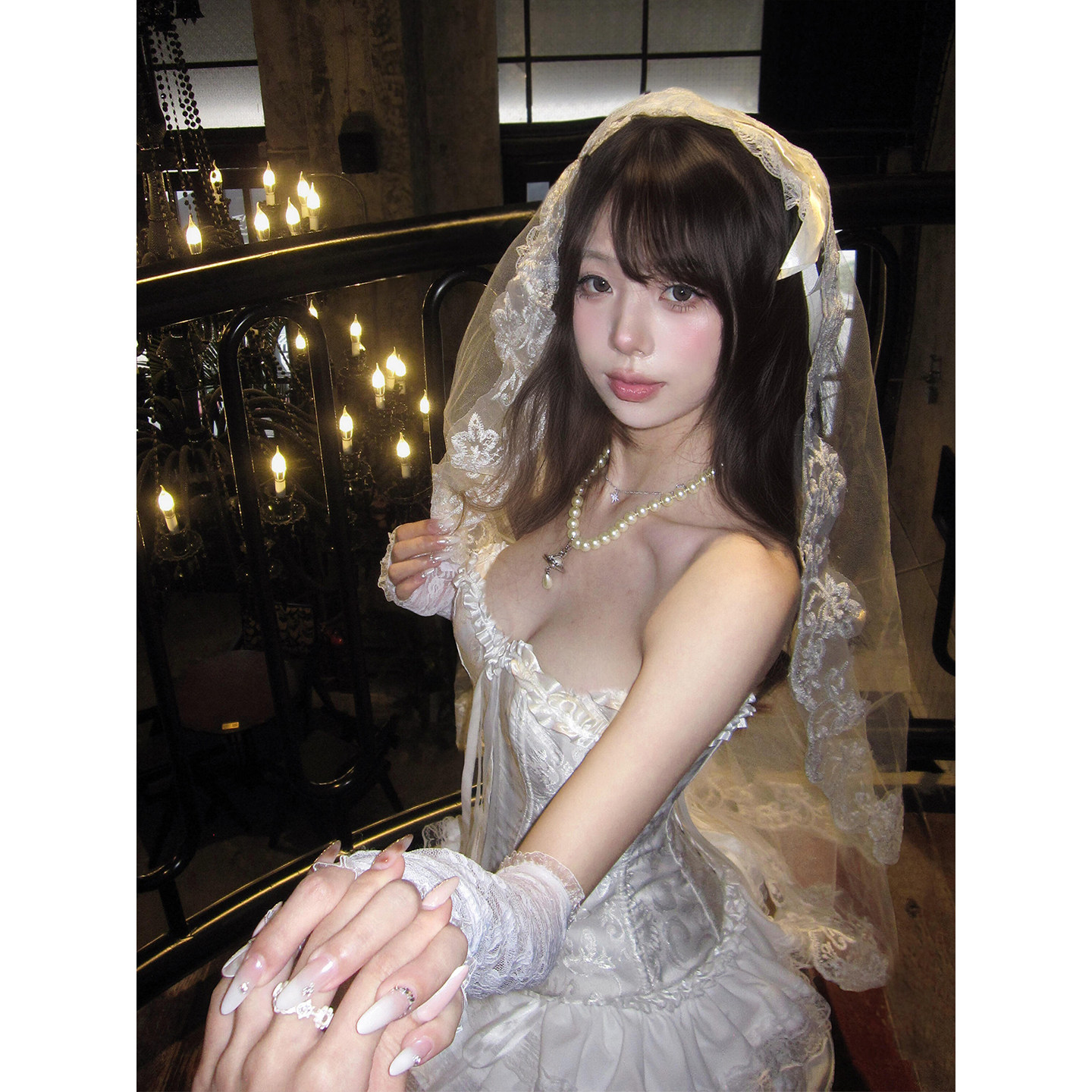 XZY 微胖纯欲浪漫系带鱼骨抹胸上衣女白色蕾丝蓬蓬蛋糕裙头纱套装,淘宝优惠券,粉丝福利购,淘宝优惠卷