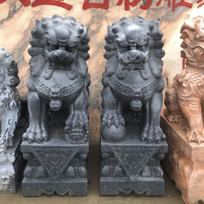 汉白玉石狮子一对家用看门门口镇宅庭院石雕青石狮子招财小号摆件 - 图2