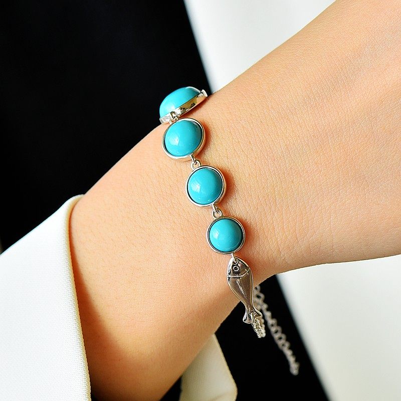 s925纯银空托时尚女款圆多石位手链 祈禧珠宝手链