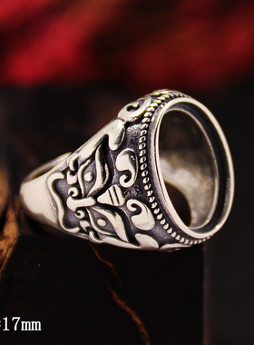 diy霸气风兽面蜜蜡琥珀戒指空托