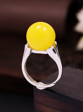 diy蜜蜡蓝珀珍珠镶嵌戒指空托