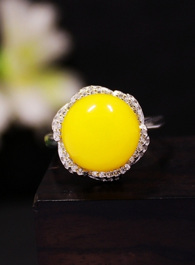 diy托盘蜜蜡玉石珍珠镶嵌戒指