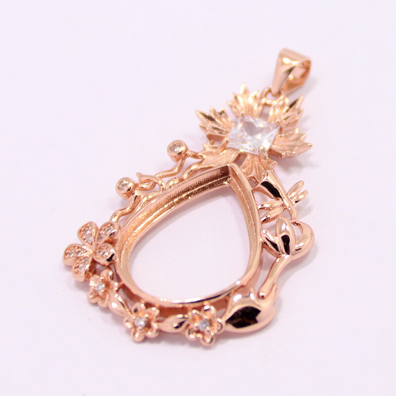 s925纯银吊坠空托时尚轻奢女款蜜蜡 祈禧珠宝项坠/吊坠