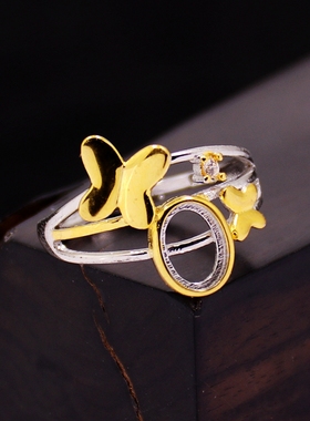 s925纯银戒指空托时尚diy电镀