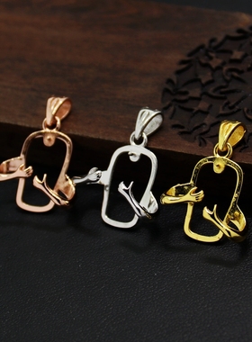 纯银吊坠空托不规则随形DIY琥珀