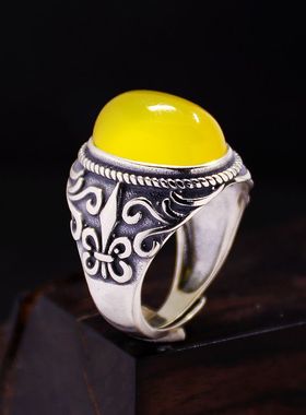 diy蜜蜡琥珀镶嵌活口戒指空托