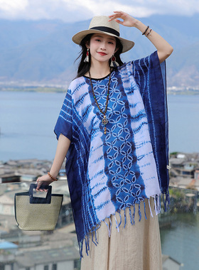 云南丽江旅游披肩女遮阳防晒套头