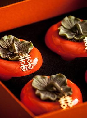 摆件婚房柿柿如意陶瓷