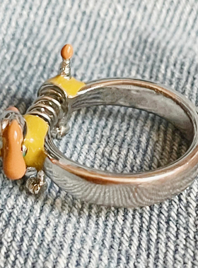 zoozmini弹簧狗戒指小众可调节