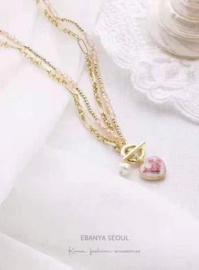 粉色爱心吊坠珍珠鹿妮