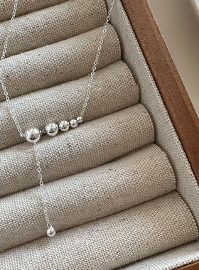 简约银珠流苏项链INS风锁骨链