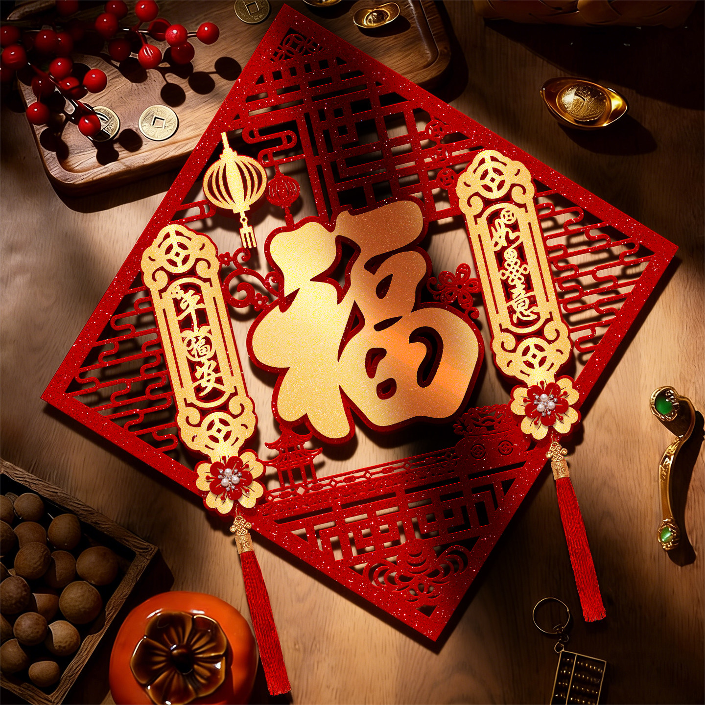 福字门贴2026马年新年装饰过年春节入户门高档立体绒布自粘福字帖,淘宝优惠券,粉丝福利购,淘宝优惠卷