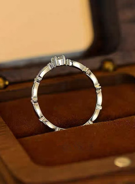 925银花边新款排戒副戒钻戒高碳石莫桑石戒指小众气质原创带证书