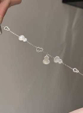 S925纯银福禄双全天然白贝母葫芦手链女新中式小众设计高级感手饰