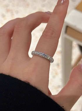 迈思卡s925甜甜圈三面钻戒指女轻奢小众时尚高级个性独特满钻指环