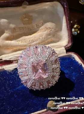 莫奈花园双生花宝石戒指 帕帕拉恰 镀18K金 葡萄藤粉锆石爱心耳环