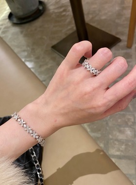 轻奢S925纯银马眼钻戒指女满钻排精致优雅百搭潮流款闭口抖音直播