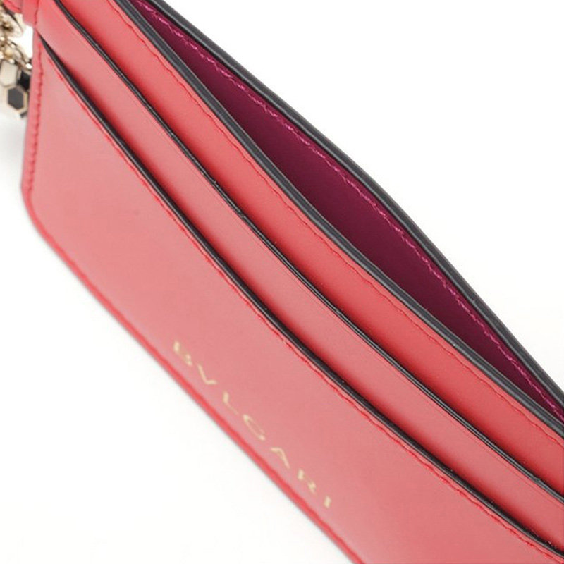 bvlgari红色短款小牛皮女士卡包 丰尚海外女士包袋