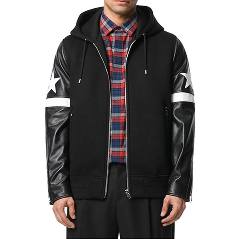 givenchy黑色皮棉男士夹克 丰尚海外夹克