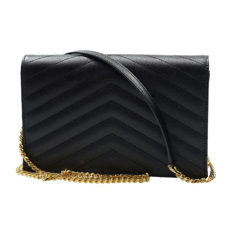 圣罗兰monogram黑色牛皮单肩链条包 丰尚海外女士包袋