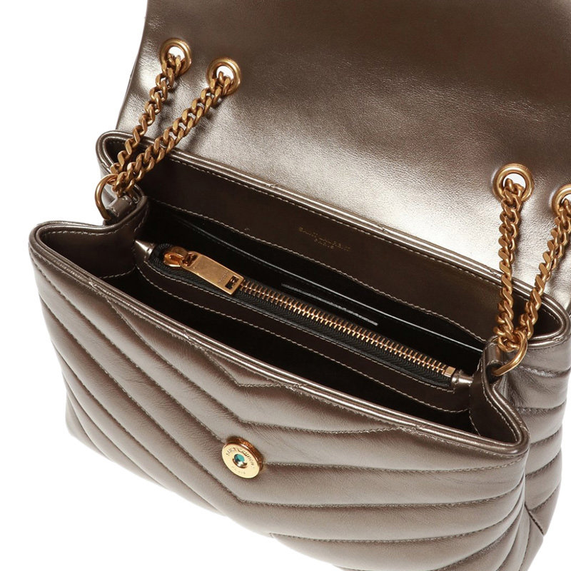 圣罗兰女士金色皮革单肩包 丰尚海外女士包袋