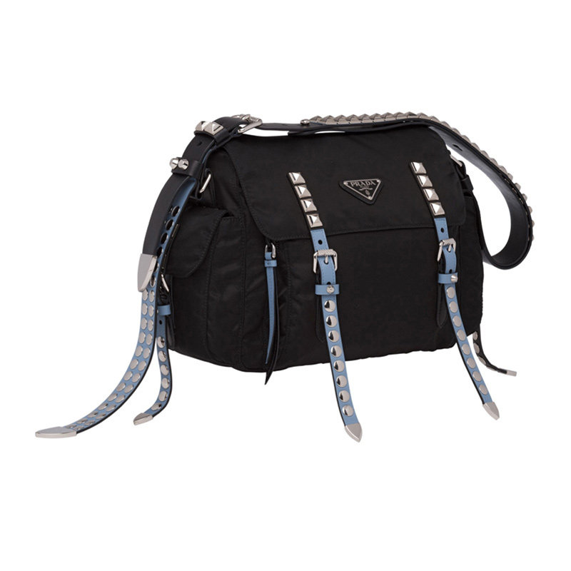 prada女士黑色尼龙单肩简约斜挎包 丰尚海外女士包袋