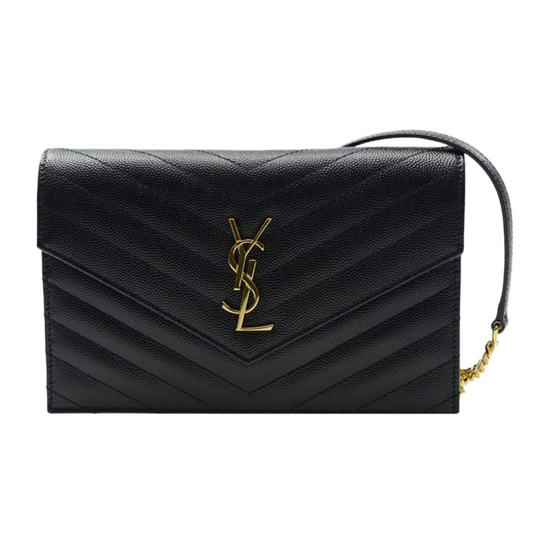 圣罗兰monogram黑色牛皮单肩链条包 丰尚海外女士包袋