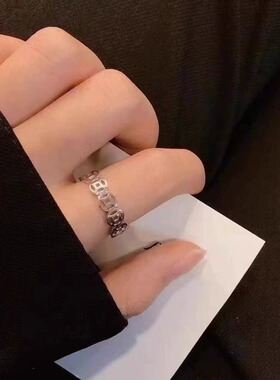 铜钱戒指钛钢不掉色钱多多素圈